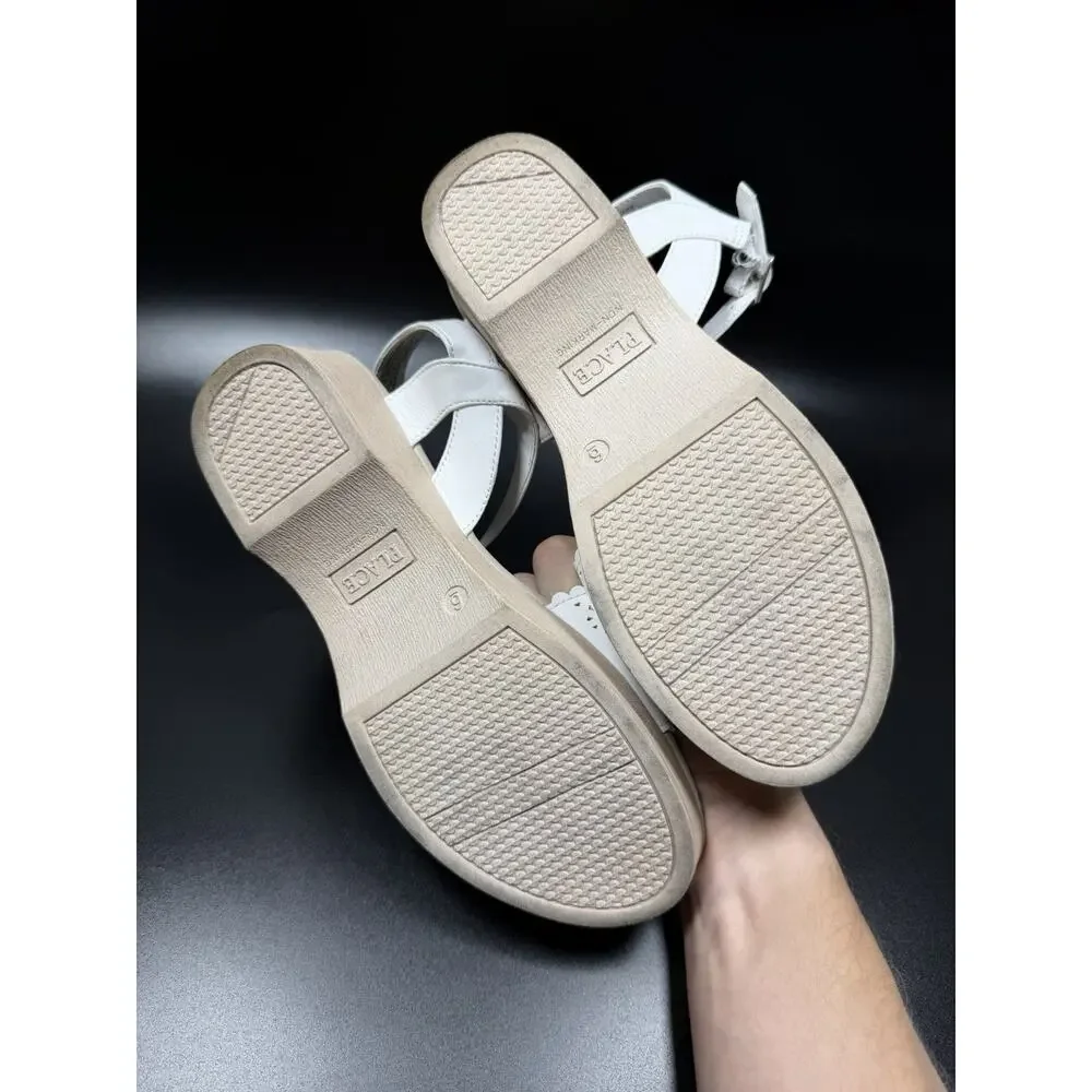 The Children's Place Girls White Open Toe Clog Sandals Size 6